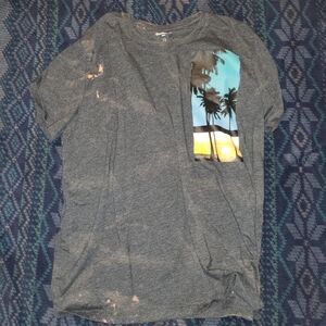 Goodfellow & Co Bleach Dyed Charcoal Tee with Tropical Graphic Size XXL